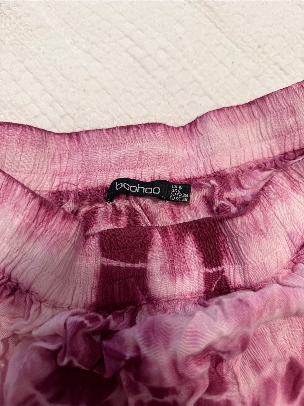 Boohoo Pink Tie-Dye Mini Skirt with Coin Fringe